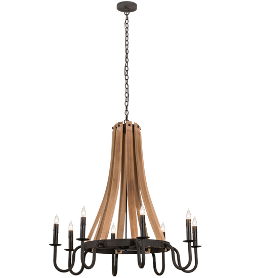 42"W Barrel Stave Madera 8 LT Chandelier | 160700