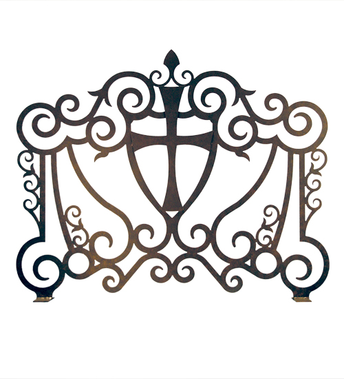 42" Wide Cross with Crest Fireplace Screen | 162755