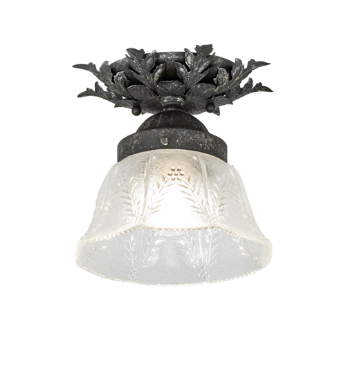 8.5" Wide Fancy Floral W/Summer Wheat Flushmount | 239955
