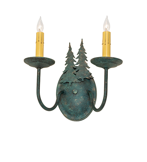 11" Wide Double Pine Tree 2 Light Wall Sconce | 120783