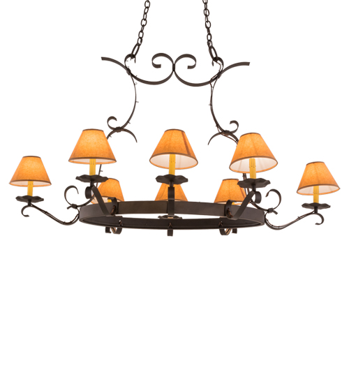 53" Long Handforged 8 Light Oblong Chandelier | 160119