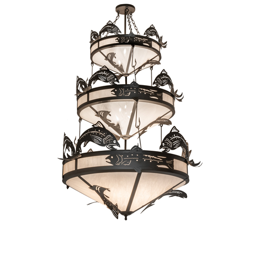 58" Wide Catch of the Day Trout Three Tier Chandelier | 240759
