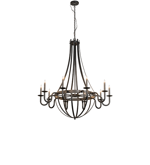 48" Wide Barrel Stave Metallo 10 Light Chandelier | 293356