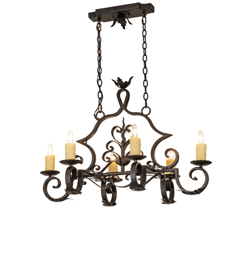36" Long Rosalie 6 Light Oblong Chandelier | 295261