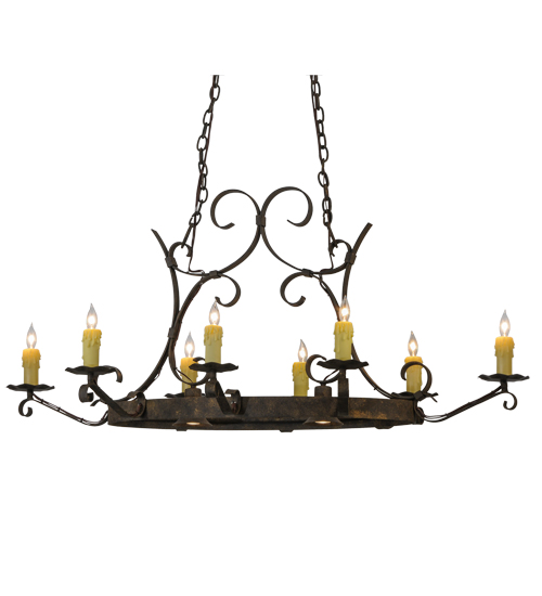 52"L Handforged Oval 8 LT W/Downlights Chandelier | 115887