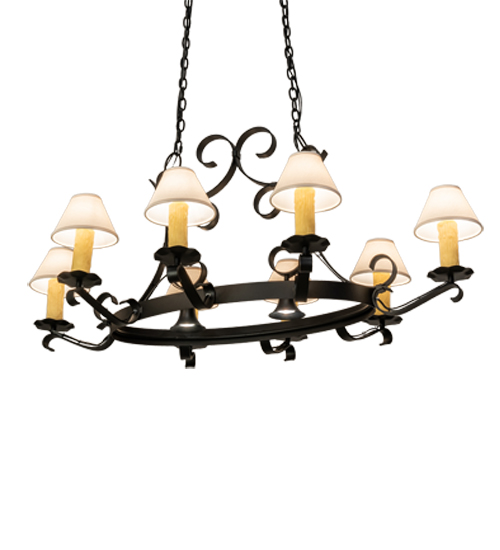 56" Long Handforged Oval 8 Light W/Downlight Chandelier | 235822
