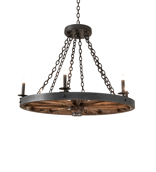 38" Wide Wagon Wheel 6 Light Chandelier | 266690