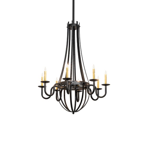 38" Wide Barrel Stave Metallo 8 Light Chandelier | 297896