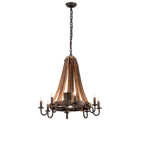 27" Wide Barrel Stave Madera 8 Light Chandelier | 298190